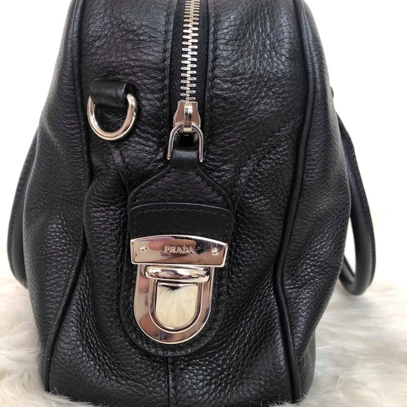 PRADA LEATHER BOSTON BAG BLACK EUC W/ INCLUSIONS ‼️FINAL‼️ - Picture 5 of 8